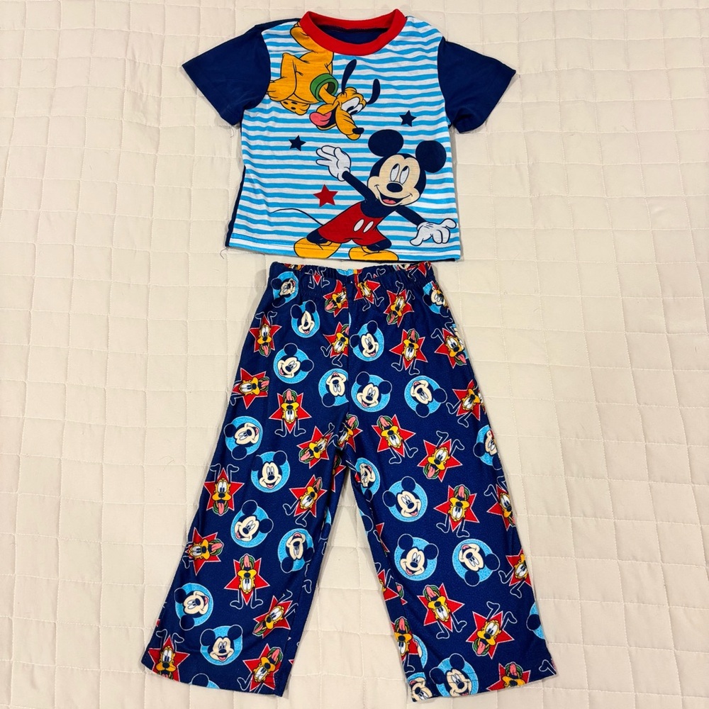 Disney Mickey Mouse Pluto Pajama Set T-Shirt with Lightweight Fleece Pants 3T